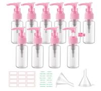 Hokretme Small Pump Bottles Dispenser 10 Pcs 45ml TSA Approved Travel Pump Bottle for Toiletries Refillable Plastic Lotion Bottles for Gel Cream Shampoo Massage Oil(Pink)