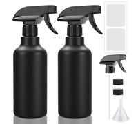 Hokretme Spray Bottles 16.9oz/500ml Plastic Empty Spray Bottle for Hair Mist/Stream Spraying Heavy Duty Water Spray Bottles for Cleaning Solutions, Plants 2 Pack (Black)
