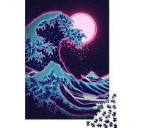 Hoksau Wave Neon in Moon 1000-Piece Jigsaw Puzzle for Adults, 38x26cm/1000pcs, Relaxing Screen-Free Hobby, Weekend Downtime And Puzzle Lovers