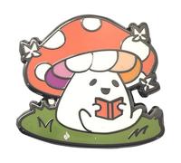 Hokum and Snark Lesbian Pride Mushroom Enamel Pin, WLW LGBT+ Flag Colors, Pride Jewelry, S, Red, Enamel Zinc, No Gemstone