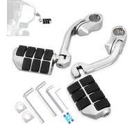HOKUOTOLITE 1.25" (32mm) Adjustable Highway Foot Pegs w/Long Angled Mount Kit,Universal for Harley,Honda,Kawasaki,Suzuki,Yamaha,Indian,Victory Motorcycle w/1-1/4" Engine Guard/Crash Bar,CHROME#3