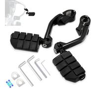 HOKUOTOLITE 1.25" (32mm) Adjustable Highway Foot Pegs w/Long Angled Mount Kit,Universal for Harley,Honda,Kawasaki,Suzuki,Yamaha,Indian,Victory Motorcycle w/1-1/4" Engine Guard/Crash Bar,BLACK#3