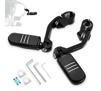 HOKUOTOLITE 1.25" (32mm) Adjustable Highway Foot Pegs w/Long Angled Mount Kit,Universal for Harley,Honda,Kawasaki,Suzuki,Yamaha,Indian,Victory Motorcycle w/1-1/4" Engine Guard/Crash Bar,BLACK#1