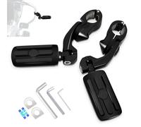 HOKUOTOLITE 1.25" (32mm) Adjustable Highway Foot Pegs w/Short Angled Mount Kit,Universal for Harley,Honda,Kawasaki,Suzuki,Yamaha,Indian,Victory Motorcycle w/1-1/4" Engine Guard/Crash Bar,BLACK#2