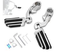 HOKUOTOLITE 1.25" (32mm) Adjustable Highway Foot Pegs w/Short Angled Mount Kit,Universal for Harley,Honda,Kawasaki,Suzuki,Yamaha,Indian,Victory Motorcycle w/1-1/4" Engine Guard/Crash Bar,CHROME#4