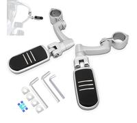 HOKUOTOLITE 1.25" (32mm) Highway Foot Pegs w/360° Adjustable Long Mount Kit,Universal for Harley,Honda,Kawasaki,Suzuki,Yamaha, Indian,Victory Motorcycle w/1-1/4" Engine Guard/Crash Bar,CHROME#1