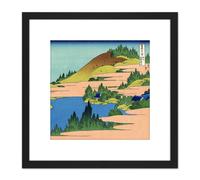 Hokusai 36 Views Fuji Hakone Lake Woodblock Japan 8X8 Inch Square Wooden Framed Wall Art Print Picture with Mount Artery8 Black One Size