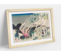 Hokusai, Fire In The Snow Japanese Art Framed Wall Art Print Picture - A4 - Light Oak Frame