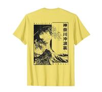 Hokusai Great Wave Off Kanagawa Japanese Aesthetic T-Shirt, Men, Lemon Yellow, Large