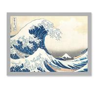 Hokusai Great Wave Off Kanagawa Mount Fuji Japan Tsunami Iconic A4 Artwork Framed Wall Art Print Artery8 Light Grey One Size