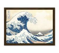 Hokusai Great Wave Off Kanagawa Mount Fuji Japan Tsunami Iconic A4 Artwork Framed Wall Art Print Artery8 Brown One Size