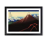 Hokusai Japanese Lightnings Below the Summit Asian Japanese Framed Print | A4 Black Framed Wall Art | Ready to Hang | Asian Nature Picture | Living Room Bedroom Lounge Office
