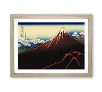 Hokusai Japanese Lightnings Below the Summit Asian Japanese Framed Print | A4 Oak Framed Wall Art | Ready to Hang | Asian Nature Picture | Living Room Bedroom Lounge Office