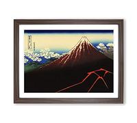 Hokusai Japanese Lightnings Below the Summit Asian Japanese Framed Print | A4 Walnut Framed Wall Art | Ready to Hang | Asian Nature Picture | Living Room Bedroom Lounge Office