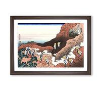 Hokusai Japanese Oriental Climbing Mt Fuji Framed Print | A2 Walnut Framed Wall Art | Ready to Hang | Asian Landscape Picture | Living Room Bedroom Lounge Office