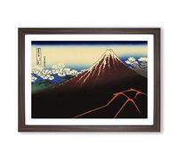 Hokusai Japanese Oriental Lightnings Below The Summit Framed Print | A2 Walnut Framed Wall Art | Ready to Hang | Asian Nature Picture | Living Room Bedroom Lounge Office