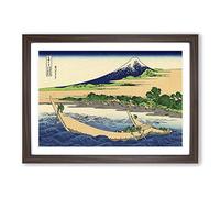 Hokusai Japanese Oriental Shore of TAGO Bay Framed Print | A2 Walnut Framed Wall Art | Ready to Hang | Asian Nature Picture | Living Room Bedroom Lounge Office