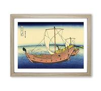Hokusai Japanese The Kazusa Sea Route Asian Japanese Framed Print | A3 Oak Framed Wall Art | Ready to Hang | Asian Nautical Picture | Living Room Bedroom Lounge Office