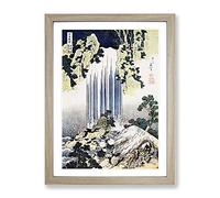 Hokusai Katsushika The Waterfall Of Yoro Art Asian Japanese Framed Wall Art Print, Ready to Hang Picture for Living Room Bedroom Home Office Décor, Oak A2 (64 x 46 cm)