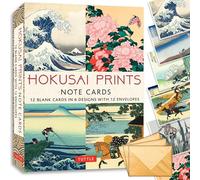 Hokusai Prints Note Cards - 12 Cards: 12 Blank Cards in 6 Lovely Prints (2 each) with 12 Patterned Envelopes in a Keepsake Box