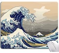 Hokusai The Great Wave Japanese Mouse Pad - Waterproof, Non-Slip Rubber Base, 9.4"x7.9", Square, Office Laptop