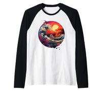 Hokusai The Great Wave of Kanagawa Nippon Japan Manga Tokyo Raglan Baseball Tee