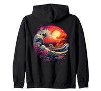 Hokusai The Great Wave of Kanagawa Nippon Japan manga tokyo Zip Hoodie