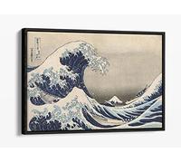 Hokusai, The Great Wave Off Kanagawa Canvas Floater Frame Print Picture Art - Black Frame 12 inch wide x 8 inch high
