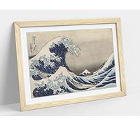 Hokusai, The Great Wave Off Kanagawa Framed Wall Art Print Picture - A3 - Light Oak Frame