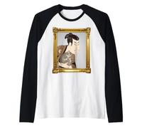 Hokusai Ukiyo-e Actor Cat Raglan Baseball Tee