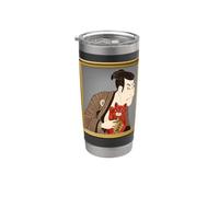 Hokusai Ukiyo-e Actor Maneki Neko Stainless Steel Insulated Tumbler