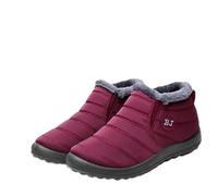 Hokuto Boojoy Winter Boots - Men & Women's Waterproof Snow Boots with Fur Lining (Red, 5)