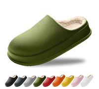 Hokuto Cloud Slippers - Women's & Men's Unisex Winter Cozy Fashion Plush Warm Home Slippers (Green, Adult, 7, 7.5)