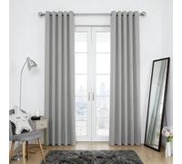HOKXUAN Eyelet Blackout Curtains 100 x 115 cm Soft Thermal Insulated Energy Saving Soft Texture Eyelet Noise Reducing Heat Kids Curtains Drapes for Bedroom, Light Grey