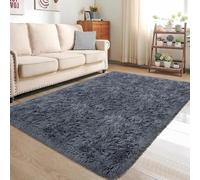 HOKXUAN Rugs Living Room 140 x 120 cm Large Size Short Pile Soft Touch Thick Fluffy Rug, Shaggy Rugs Different Sizes for Living Room, Kids Room, Dark Grey