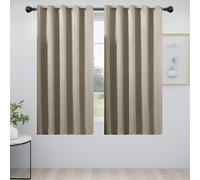 HOKXUAN Thermal Blackout Curtains Eyelet 200 x 100 cm Windproof Soundproof Double Layer Curtains Living Room Windows Treatments 2 Panels for Bedroom, Beige