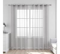 HOKXUAN Voile Sheer Panels 125 x 140 cm Sun Blocking Soft Elegent Home Decor Window Curtains Eyelet Ring Top for Apartment Hotel Dorm Patio Door Girls Bedroom, Grey