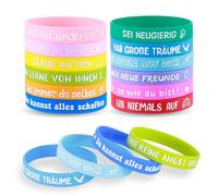 HOKYYCC Pack of 24 Germany Motivational Bracelets Children, 18 cm Silicone Bracelet Children, Small Gifts for Children, Farewell Gift Students Primary School