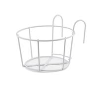 HOKZYHOUSE Round Metal Hanging Railing Planters Over The Railing Planter Boxes Iron Art Rack Fence Hanging Planters Fence Plant Hangers Railing Plant Holder Balcony Hanging Planters for(20cm)