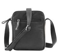 HOL Mens Real Leather Small Cross Body Bag Travel Organiser Messenger Pouch Parkham Black