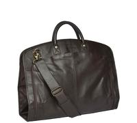 HOL933 Black Real Leather Suit Dress Garment Carrier Bag House of Leather Brown Large