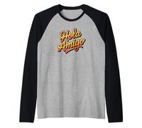 Hola Amigo Friendly Spanish Phrase Raglan Baseball Tee