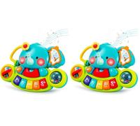 HOLA Baby Toys 6 to 12 Months Musical Elephant Piano Baby Toy 6 Months Plus 12 18 Months Interactive Early Learning Toys for 6 Month Old Babies Girls Boys Gifts (Pack of 2)