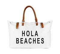 Hola Beaches Bag with Leather Handle, Extra Large Beach Bag for Women Waterproof Sandproof,Hola Beaches