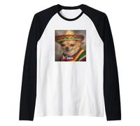 Hola Funny Chihuahua Dog Sombrero Blurry Spanish Meme Raglan Baseball Tee