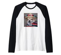 Hola Funny Cute Chihuahua Dog Sombrero Blurry Meme Raglan Baseball Tee
