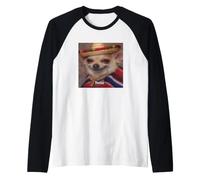 Hola Funny Spanish Chihuahua Dog Sombrero Blurry Meme Raglan Baseball Tee