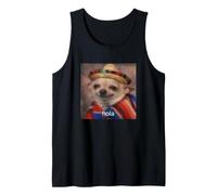 Hola Funny Spanish Chihuahua Dog Sombrero Blurry Meme Tank Top