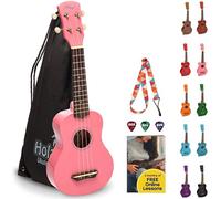 Hola! Music Ukulele for Adults & Kids - 53cm HM-21BU Soprano Ukulele for Kids with Carry Case, Strap and Picks - Pink