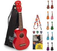 Hola! Music Ukuleles for Adults, Kids & Beginners - 21" Maple Soprano Ukulele w/Bag & More - Red